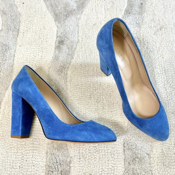 J. Crew Shoes - J crew Blue Heel Suede pump